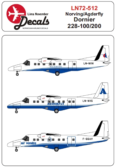 Dornier Do228-100/200, (Norving, also including Agderfly and aircaft leased by Air Vendee and Ratioflug)  LN72-512