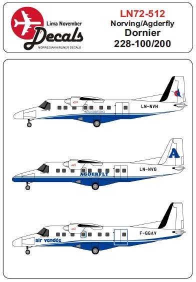Dornier Do228-100/200, (Norving, also including Agderfly and aircaft leased by Air Vendee and Ratioflug) LN72-512