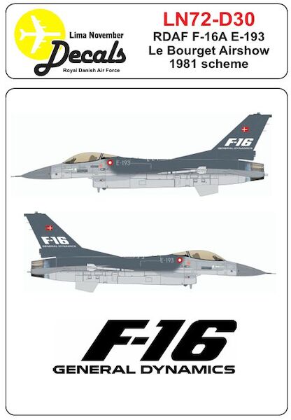 RDAF F-16A E-193 in the colors from Le Bourget 1981  LN72-D30