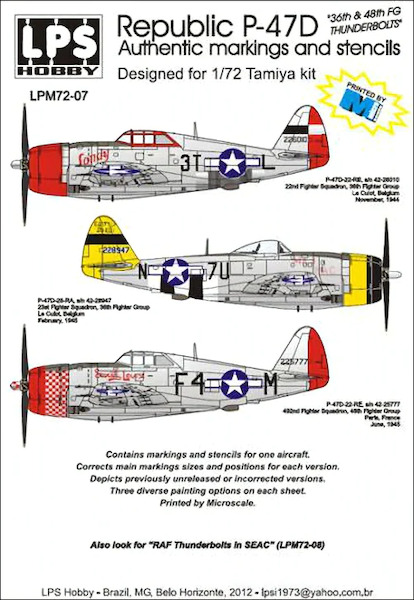 Republic P47D Thunderbolts (USAAF) LPM72-07