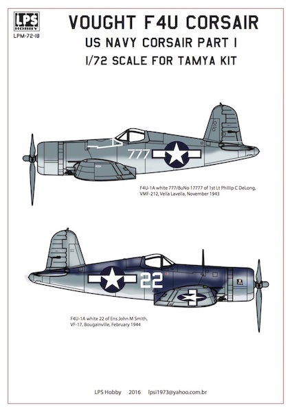 Vought F4U-1 Corsair U.S. Navy Part 1 LPM72-18