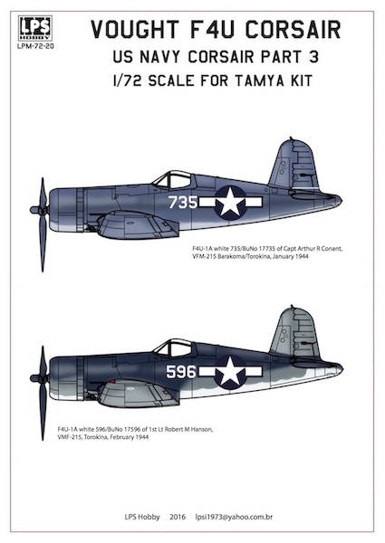 Vought F4U-1 Corsair U.S. Navy Part 3 LPM72-20