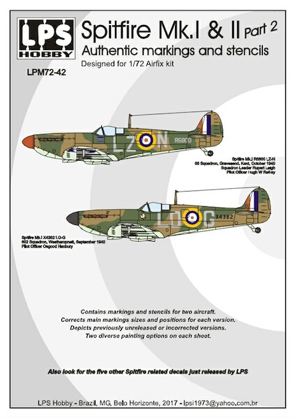 Spitfire MKI & II Authentic markings and stencils Part 2  LPM72-42