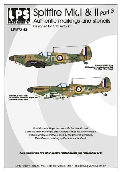 Spitfire MKI & II Authentic markings and stencils Part 3  LPM72-43