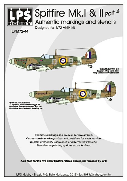 Spitfire MKI & II Authentic markings and stencils Part 4  LPM72-44