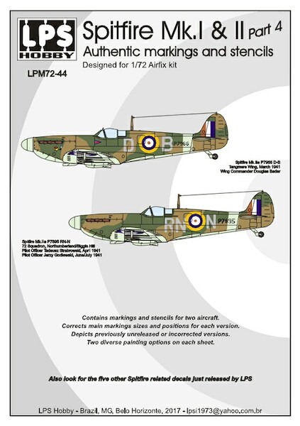 Spitfire MKI & II Authentic markings and stencils Part 4 LPM72-44