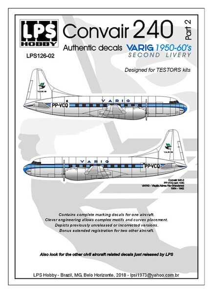Convair CV240 (Varig 1950's - 1960's second Livery)  LPS126-02