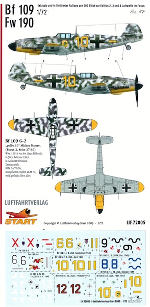 Messerschmitt BF109E/F/G, Focke Wulf FW190A (See Luftwaffe in Focus 2,3,4)  LIF72005