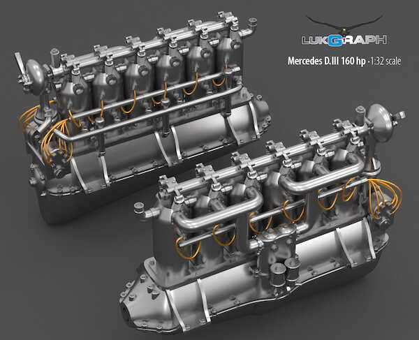 Mercedes D.III 160 hp with 2 different exhaust pipes 32-A016