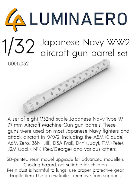 Japanese Navy WW2 Aircraft Gun barrels (8x) U001-032