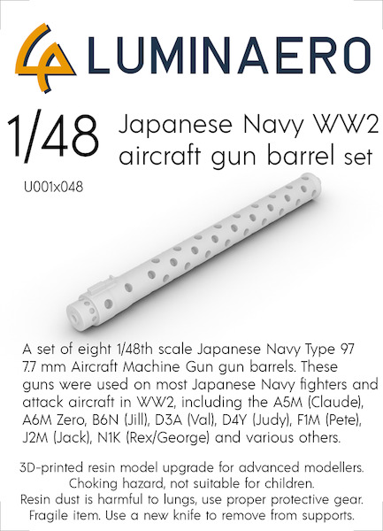 Japanese Navy WW2 Aircraft Gun barrels (8x) U001-048