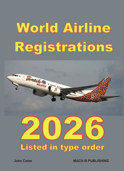 World Airline Registrations 2026, aircraft listed in type of aircraft order  WAR26V2-WIRO