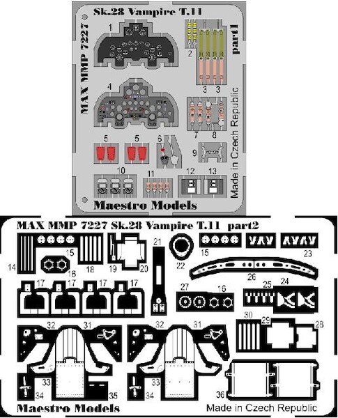 Sk28 Vampire T.11 detail set (Airfix) Pre-coloured  MMP7227