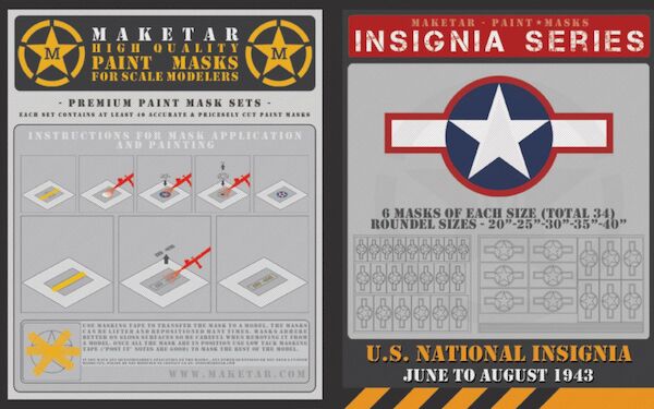 US Roundels June to August 1943 (34 Stars 'n Bars with red edge)  MM72014