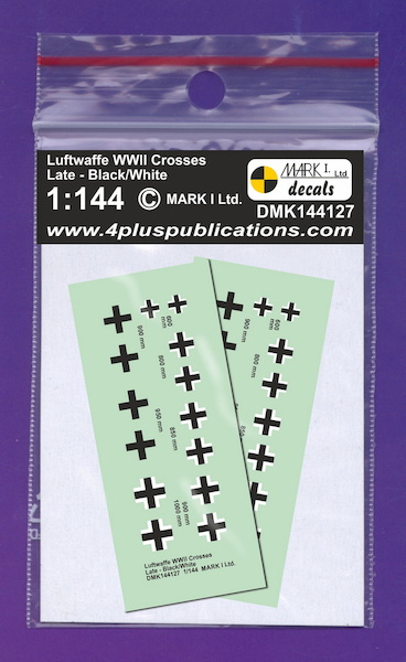 Luftwaffe WWII crosses - Late - Black & White  2 sets  DMK144127