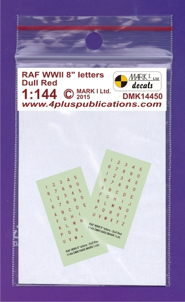 RAF WWII 8" Dull Red letters, 2 sets DMK14450