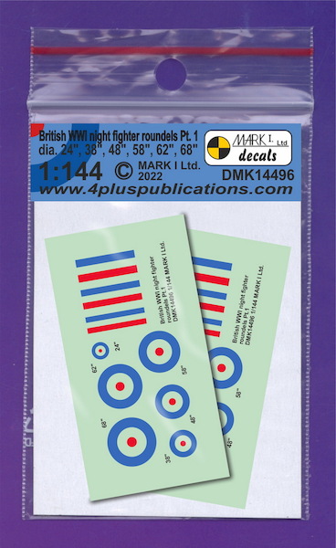 British WWI Night Fighter Roundels part 1 (2 sets) DMK14496