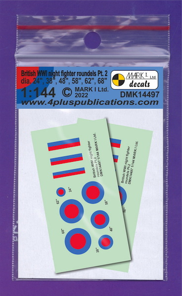 British WWI Night Fighter Roundels part 2 (2 sets) DMK14497