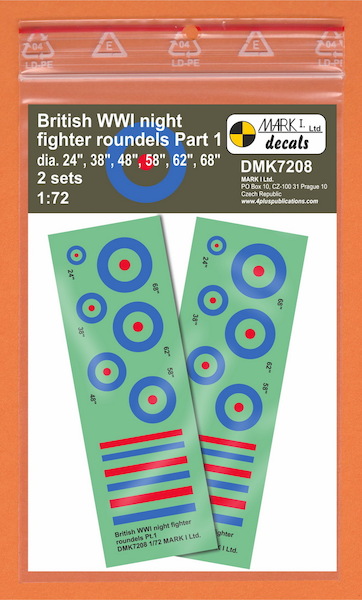 British WWI Night Fighter roundels, Pt.1, (2 sets) DMK7208