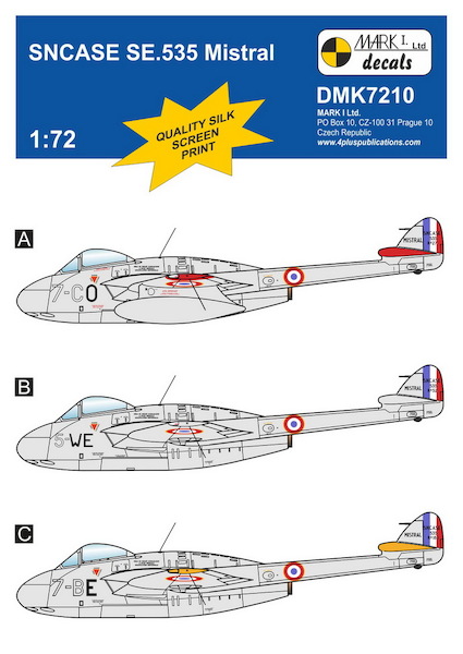 SNCASE SE.535 Mistral (3x camo schemes), for Azur-FRROM  DMK7210