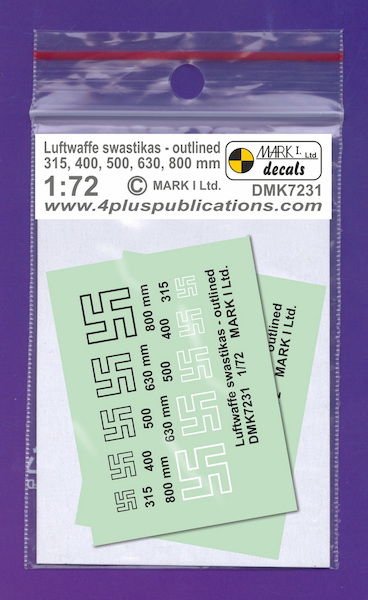 Luftwaffe Swastikas, outlined - Black and White, 2 sets DMK7231