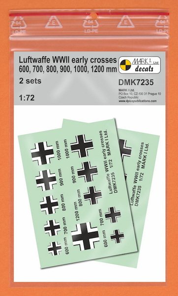 Luftwaffe Crosses (Balkenkreuz), early type, 2 sets DMK7235