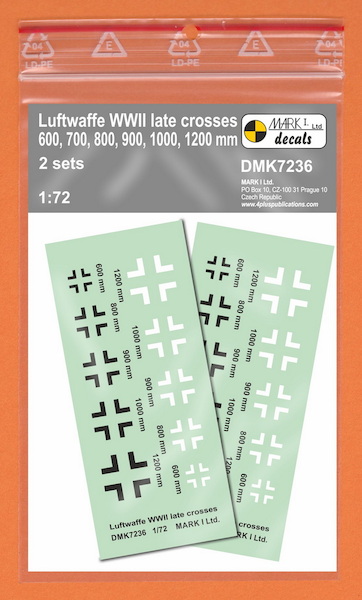 Luftwaffe Crosses (Balkenkreuz), late type - Black and White, 2 sets DMK7236