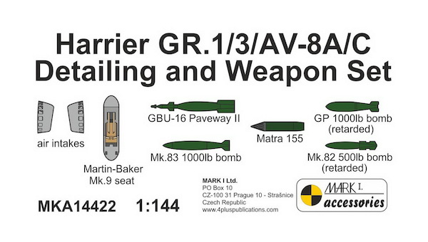 HArrier GR1/3 AV8A/C Detail and Weapon Set (resin parts), for MK1 MKA14422