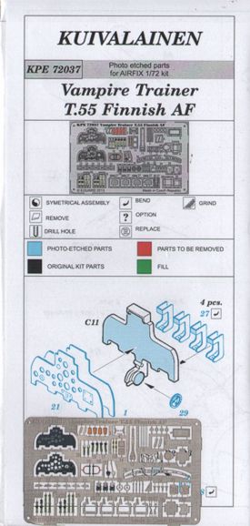 Detailset Vampire T55 Trainer Finnish AF interior (for Airfix kits) KPE72037