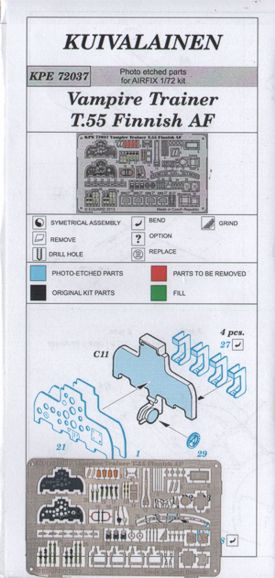 Detailset Vampire T55 Trainer Finnish AF  interior (for Airfix kits)  KPE72037