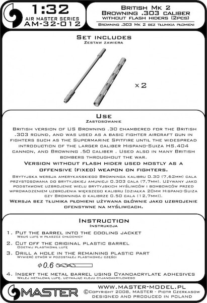 British Mk 2 Browning .303 caliber (7,7mm) without flash hiders (2pc)  AM-32-012