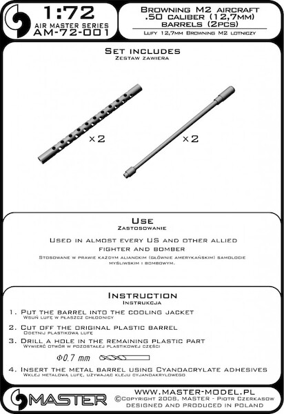 Browning M2 aircraft .50 caliber (12.7mm) barrels (2pcs) AM-72-001