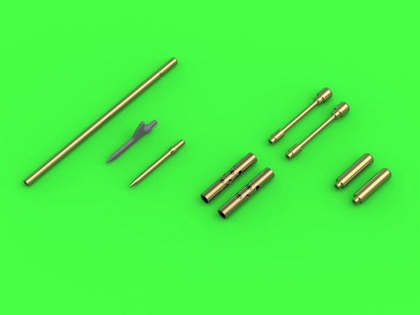 Grumman F4F-3 Wildcat LATE - .50 Browning gun barrels with round holes & Pitot Tube (two options) AM-72-155