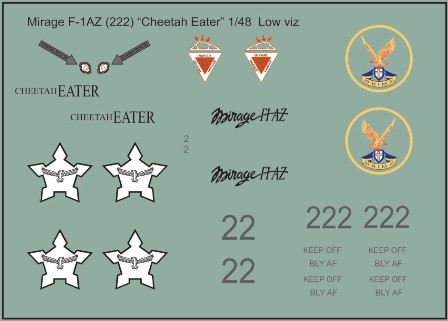 SAAF Mirage F1AZ "Cheetah eater" Lo-Vis with Castle & Eagle) 72-134