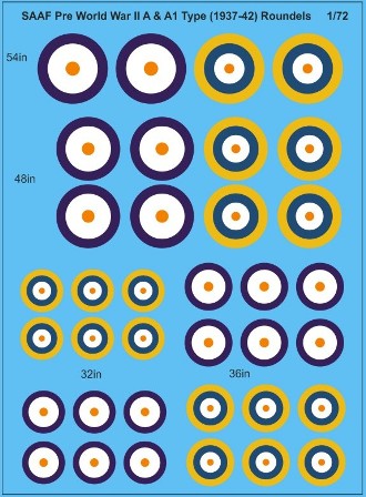 SAAF Roundels Pre world war A and A1 Type roundels (1937-1942) 72-160