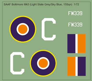SAAF Martin Baltimore MkV (Light Slate Grey/Sky Blue, 15Sqn) 72-254