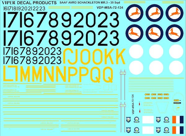 SAAF Avro Shackleton MR3 (SAAF 35sq Springbok roundels and all serials) VDP-MSA-72-134