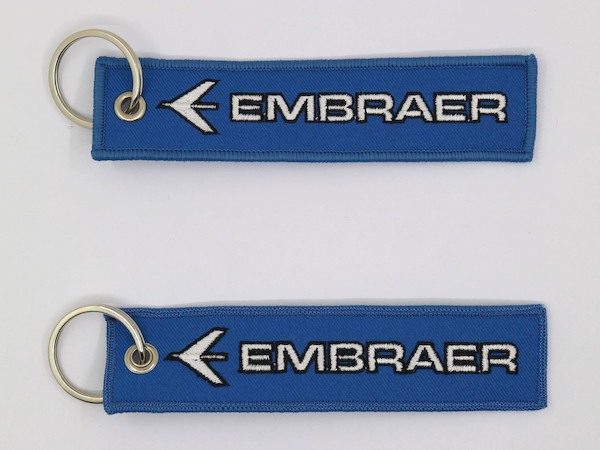 Keyholder with EMBRAER on both sides, blue background KEY-EMBRAER