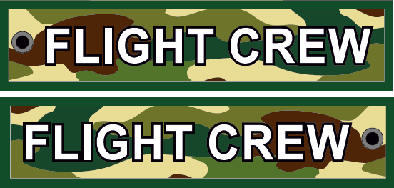 Keyholder with FLIGHT CREW on both sides - Green Camo background  KEY-FC-CAMO-GRN