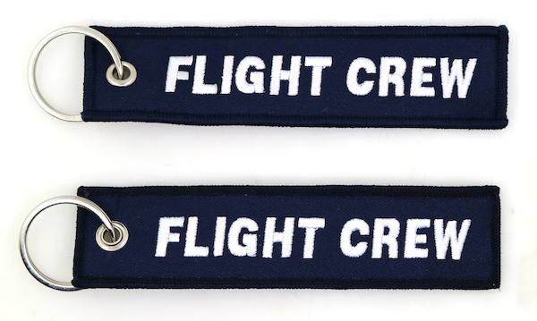 Keyholder with FLIGHT CREW on both sides, navy blue background KEY-FC-NAVY