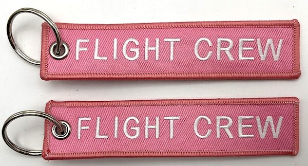 Keyholder with FLIGHT CREW on both sides - pink background  KEY-FC-PINK