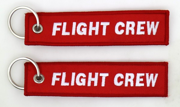 Keyholder with  FLIGHT CREW on both sides, red background  KEY-FC-RED