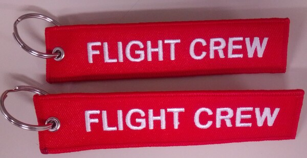 Keyholder with FLIGHT CREW on both sides, red background KEY-FC-RED
