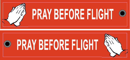Keyholder with PRAY BEFORE FLIGHT on both sides - red background KEY-PRAY-RED