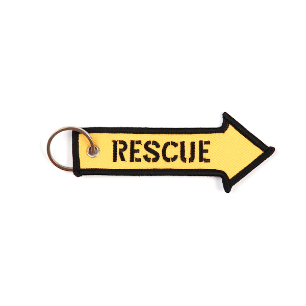 Keyholder with RESCUE on both sides, yellow background  KEY-RESCUE