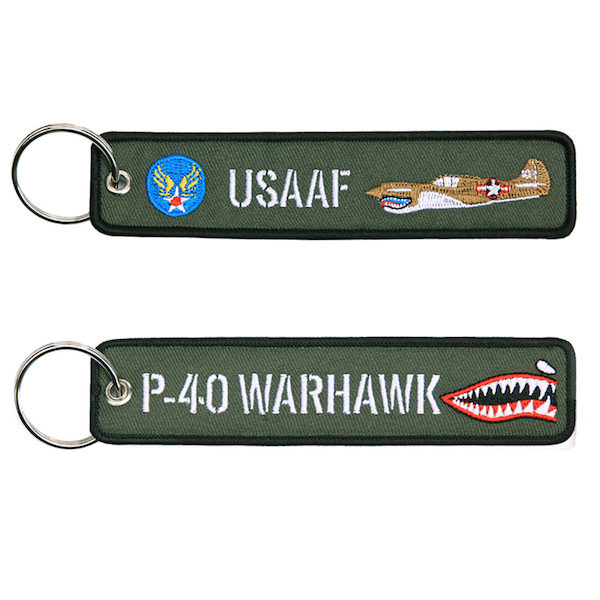 Keyholder with USAAF on one side and P-40 WARHAWK on back  KEY-USAAF