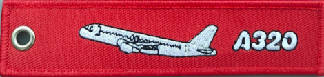 Keyholder with `Remove Before Flight ` on one side and `A320' and silhouette on other side  RBF-A320