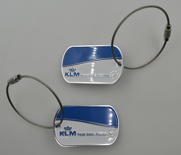 Metal tag with KLM Royal Dutch Airlines on both sides (dogtag type) DOG-KLM