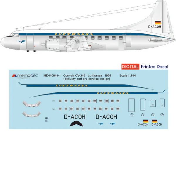 Convair CV340 (Lufthansa 1954 Delivery and pre service design)  MD440840-1