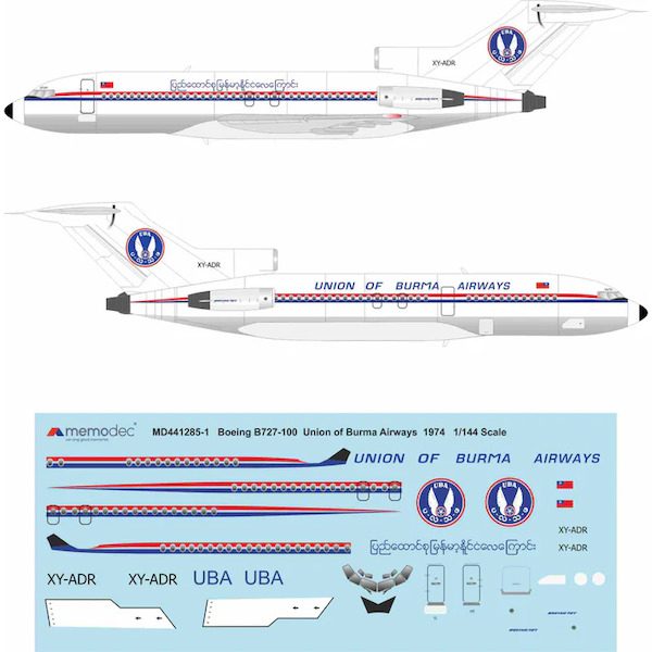 Boeing 727-100 (Union of Burma Airways 1974)  MD441285-0